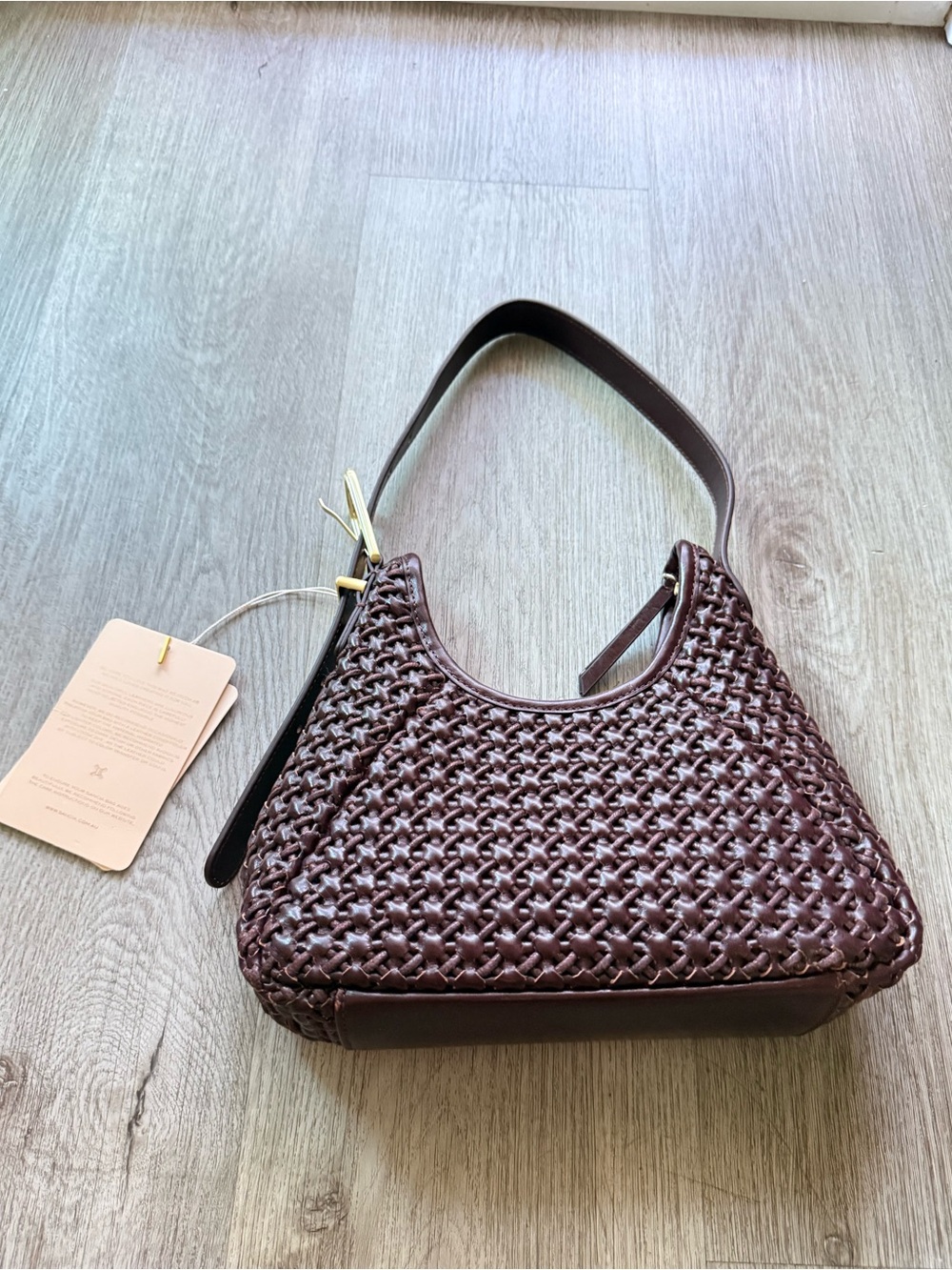 sancia the istria brown 100% woven leather 90's style shoulder bag purse handbag - Picture 3 of 6